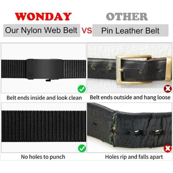 Mens Nylon Ratchet Belt 2 Pack Tactical Golf Web Belt Quick Release Buckle - Picture 5 of 7